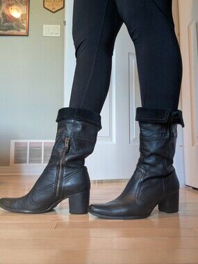 Rare Timberland Midcalf Leather Black Boots Vintage 8.5